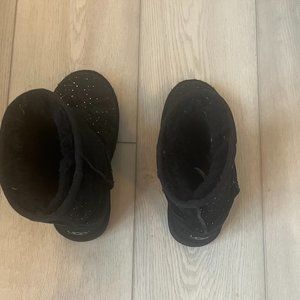 Girls Black Ugg Boots with Silver Sparkles Size 1